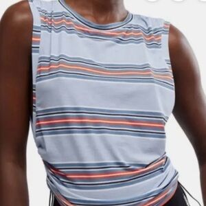 FP Movement by Free People Blue & Grey Orange Striped Combo Muscle Tee NWT SMALL